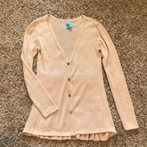 HauteLook Rose Gold Shimmer Sheer Back Sweater XS